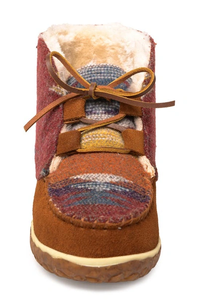 Minnetonka Torrey Faux Fur Lined Slipper Bootie In Brown Multi