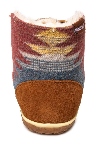Minnetonka Torrey Faux Fur Lined Slipper Bootie In Brown Multi