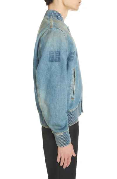 Shop Givenchy Unpatched Varsity Logo Demin Jacket In Medium Blue