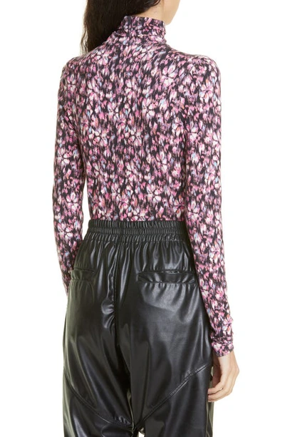 Shop Isabel Marant Étoile Lou Ruched Long Sleeve Turtleneck Top In Midnight/ Pink