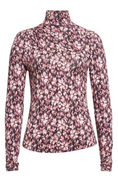 Shop Isabel Marant Étoile Lou Ruched Long Sleeve Turtleneck Top In Midnight/ Pink