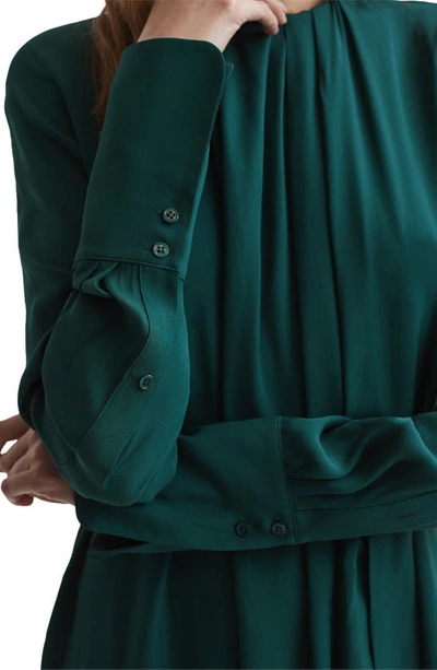 Shop Reiss Phoenix Long Sleeve Tie Belt Midi Dress In Green