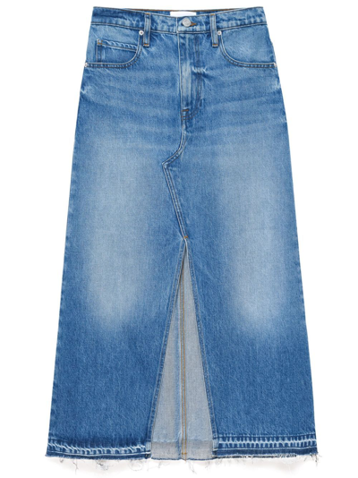 Shop Frame Blue Washed-denim Midi Skirt