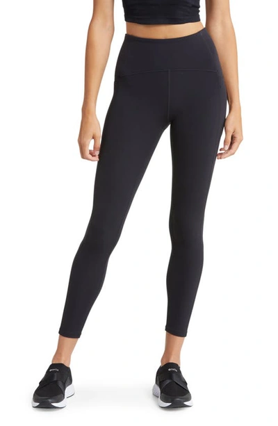 Zella Studio Luxe High Waist Pocket 7/8 Leggings In Black