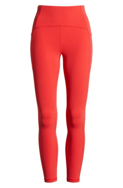Shop Zella Studio Luxe High Waist Pocket 7/8 Leggings In Red Poinsettia