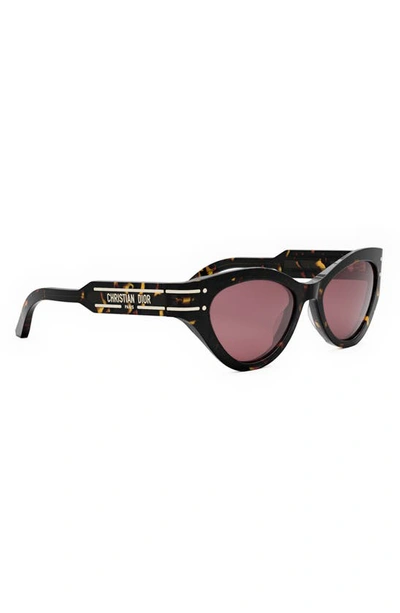 Shop Dior ‘signature B7i 52mm Cat Eye Sunglasses In Havana/ Bordeaux