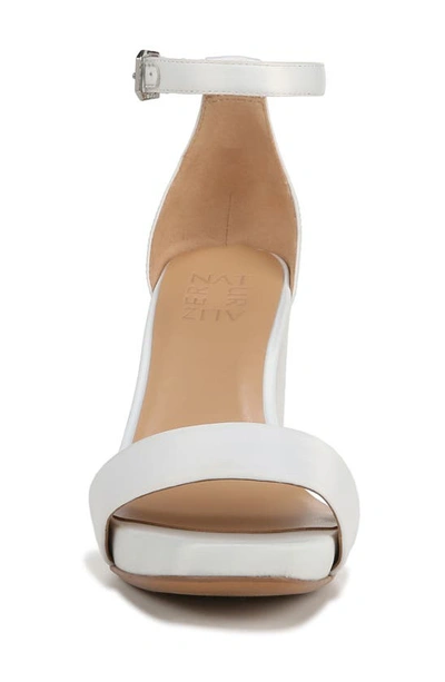 Naturalizer Joy Dress Ankle Strap Sandals In Pearl White Satin Fabric