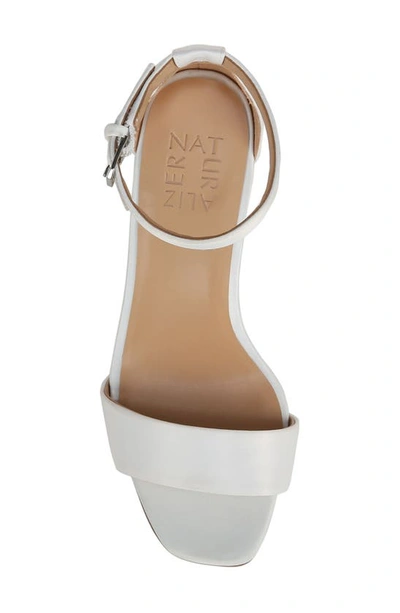 Naturalizer Joy Dress Ankle Strap Sandals In Pearl White Satin Fabric