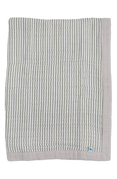 Little Unicorn Cotton Muslin Baby Quilt In Grey Stripe