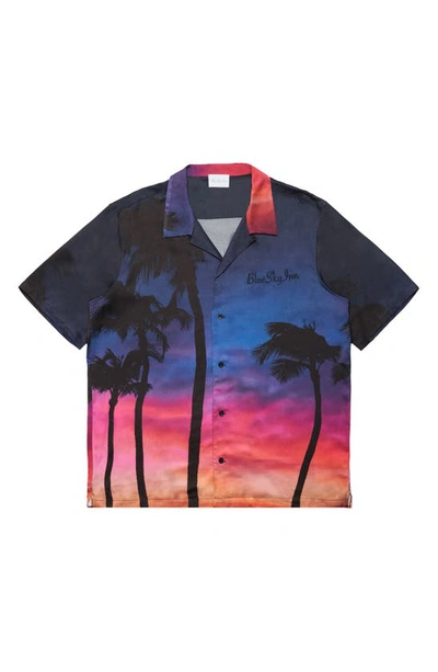 Shop Blue Sky Inn Sunset Palms Short Sleeve Button-up Shirt In Sunset Sun