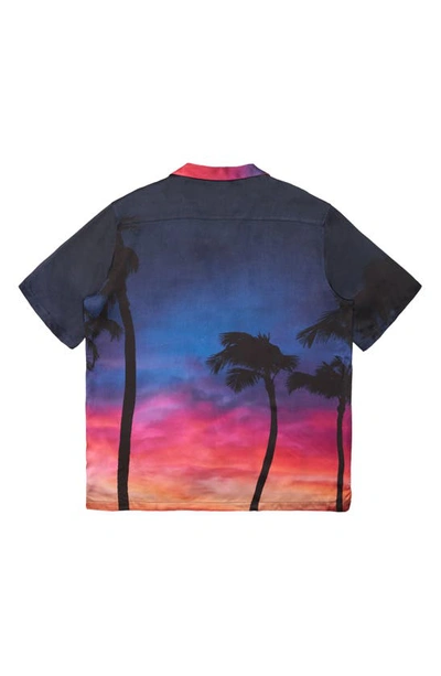 Shop Blue Sky Inn Sunset Palms Short Sleeve Button-up Shirt In Sunset Sun