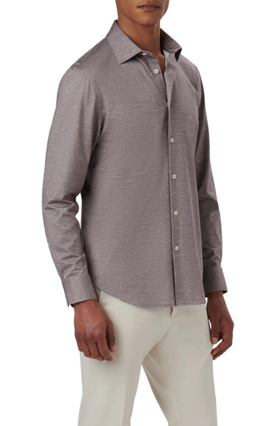 Shop Bugatchi James Ooohcotton® Mélange Print Button-up Shirt In Chestnut