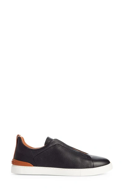 Shop Zegna Triple Stitch Deerskin Slip-on Sneaker In Signifier Black