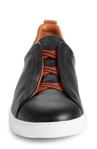 Shop Zegna Triple Stitch Deerskin Slip-on Sneaker In Signifier Black