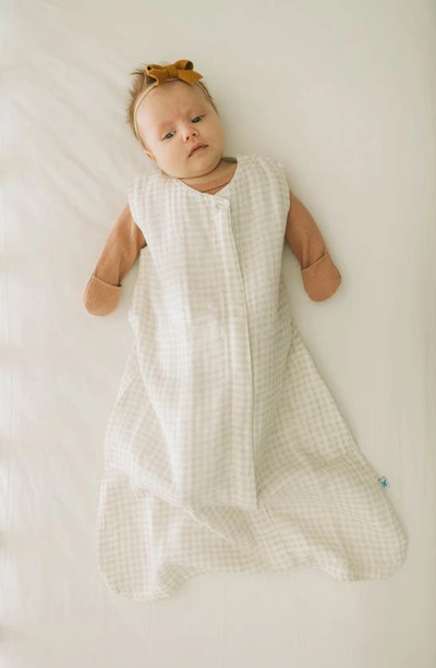 Little Unicorn Cotton Muslin Wearable Blanket In Tan Gingham