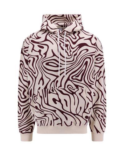 Shop Marcelo Burlon County Of Milan Abstract Pattern Printed Drawstring Hoodie In Multi