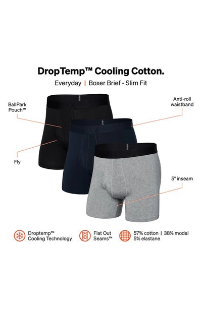 Shop Saxx Assorted 3-pack Droptemp™ Cooling Cotton Slim Fit Boxer Briefs In Dark Grey/ Dark Ink/ Black