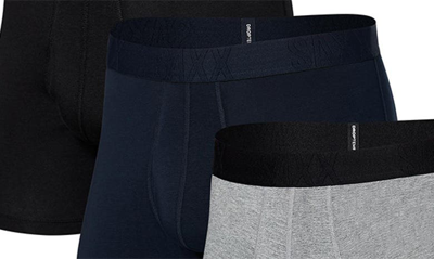 Saxx Men's Droptemp Cooling Cotton Fly Boxer Brief, Pack Of 3 In Dark Grey/ Dark Ink/ Black