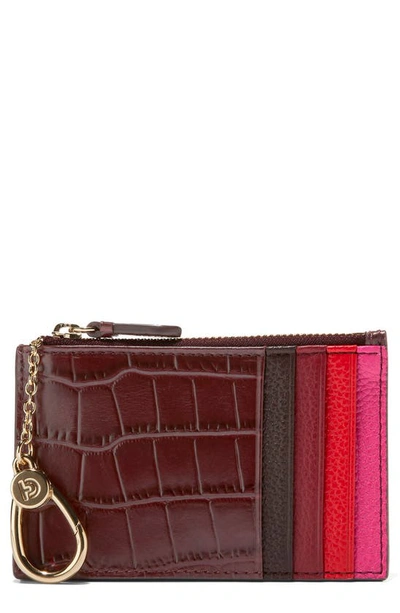 Shop Cole Haan Top Zip Card Case In Bloodstone Combo