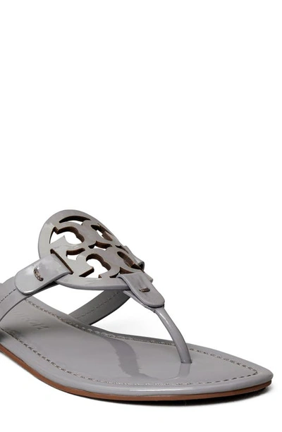 Tory Burch Miller Leather Sandal In Malta Gray Patent