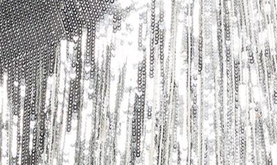 Shop Halston Tonya Sequin Fringe One-shoulder Cocktail Dress In Chalk/ Silver