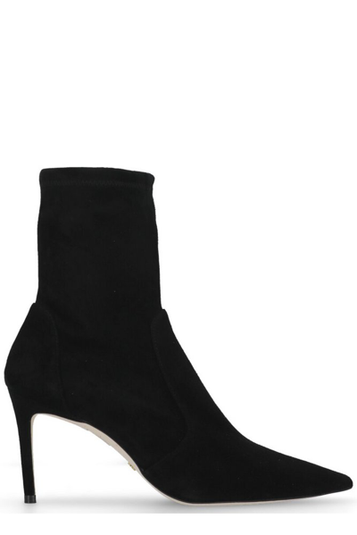 Shop Stuart Weitzman Pointed Toe Ankle Boots In Black