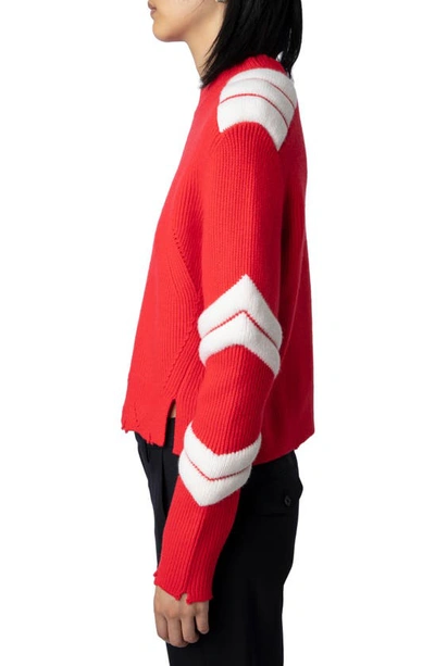 Shop Zadig & Voltaire Georgia Stripe Merino Wool Crewneck Sweater In Japon