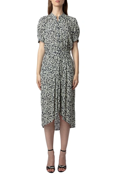 Shop Zadig & Voltaire Rima Floral Crepe High-low Dress In Vanille