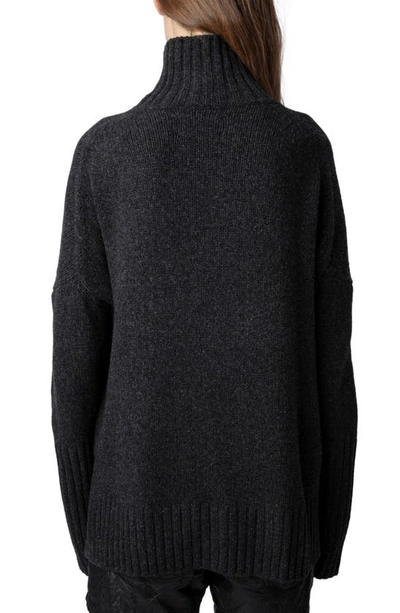 Shop Zadig & Voltaire Alma We Heart Turtleneck Merino Wool Sweater In Ardoise