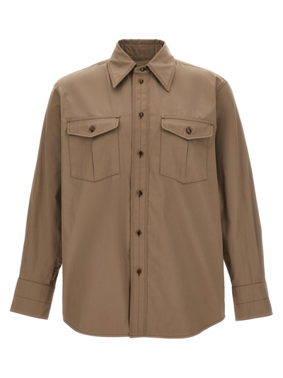 Shop Lemaire Collared Button In Beige