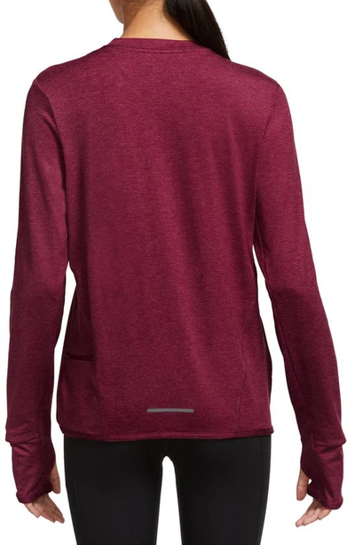 Shop Nike Dri-fit Swift Element Uv Running Top In Noble Red/ Cedar/ Htr