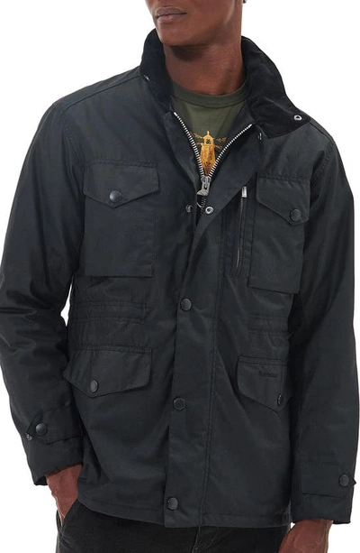Shop Barbour Sapper Regular Fit Weatherproof Waxed Cotton Jacket In Black/ Classic