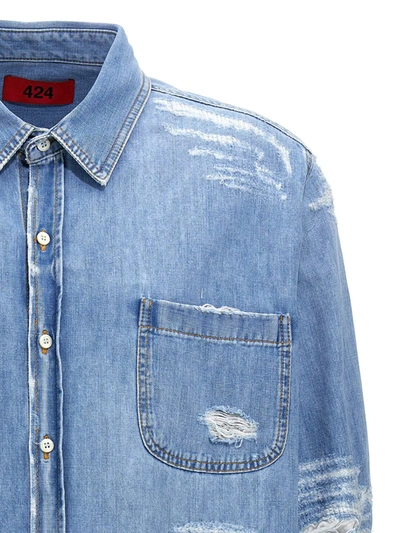 Shop 424 Camicia Denim In Light Blue