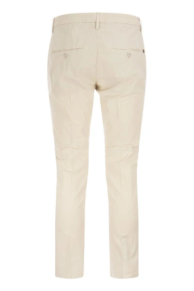 Shop Dondup Alfredo - Slim-fit Cotton Trousers In Light Beige