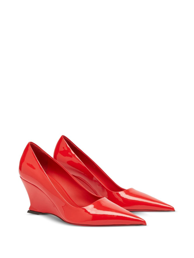 Shop Ferragamo 70mm Pointed-toe Pumps In Red