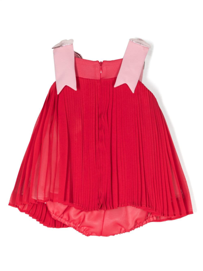 Shop Hucklebones London Pleated Chiffon Trapeze Dress In Red
