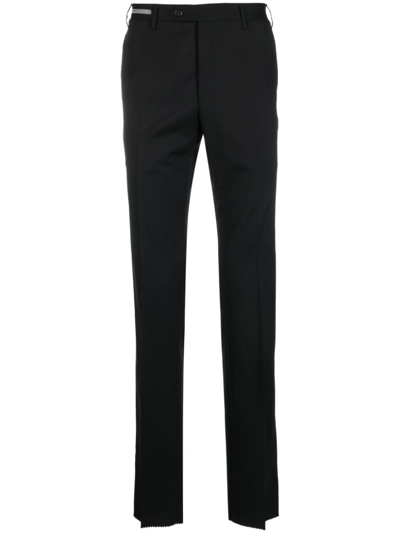 Shop Corneliani Slim-cut Virgin-wool Trousers In Black