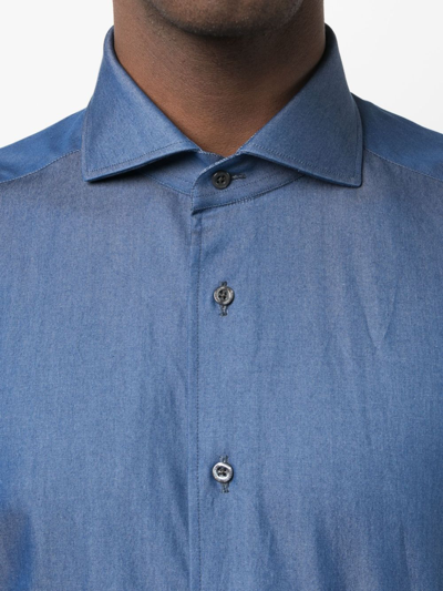 Shop Corneliani Long-sleeved Denim Shirt In Blue