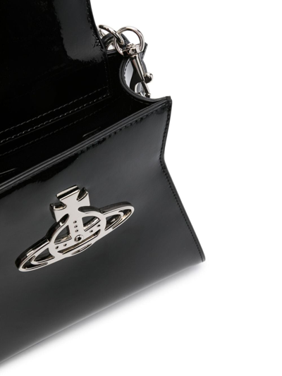 Shop Vivienne Westwood Large Kelly Leather Tote Bag In Black