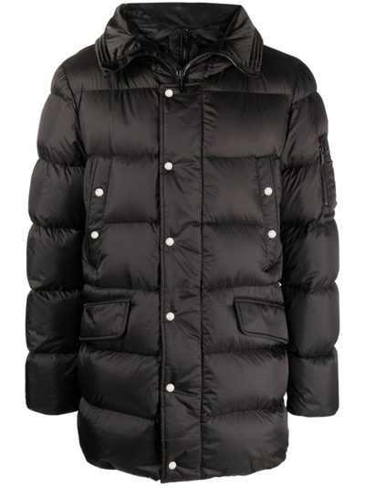 Moorer Padded Press-stud Fastening Coat In Black