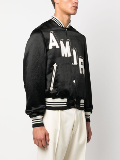 Shop Amiri Logo-embroidered Varsity Jacket In Black
