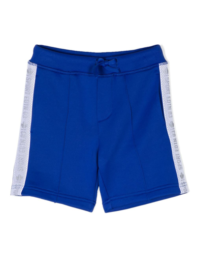 Shop Dsquared2 Logo-print Drawstring Track Shorts In Blue