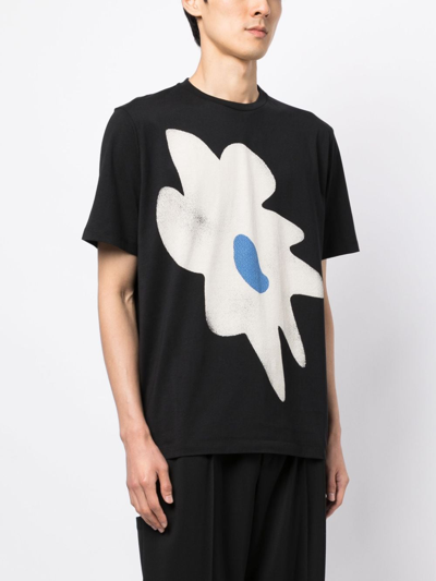 Shop Paul Smith Floral-print Organic Cotton T-shirt In Black