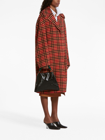 Shop Marni Wavy Check Wool Coat In Orange