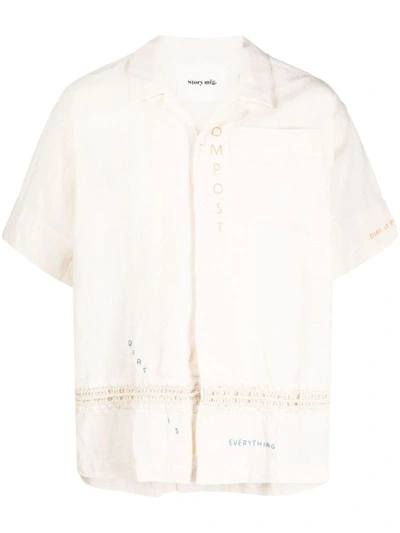 Shop Story Mfg. Embroidery Shirt In Beige