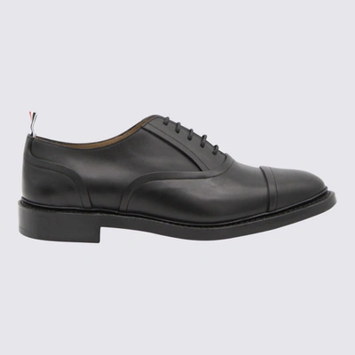 Shop Thom Browne Black Leather Lace Up Shoes
