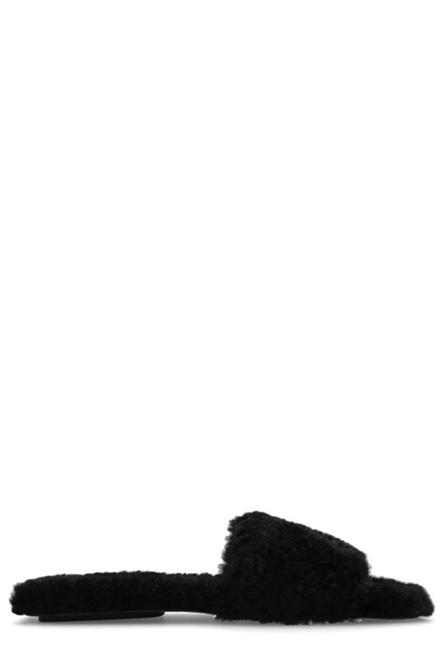 Shop Marc Jacobs Logo Plaque Terry Slides In Black