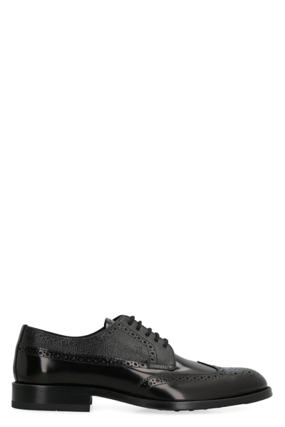 Shop Tod's Wingtip Lace In Black