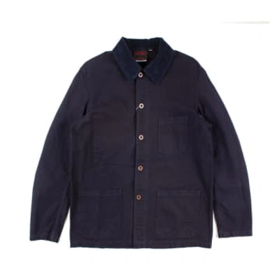 Shop Vétra Workwear Corduroy Collar Jacket In Blue