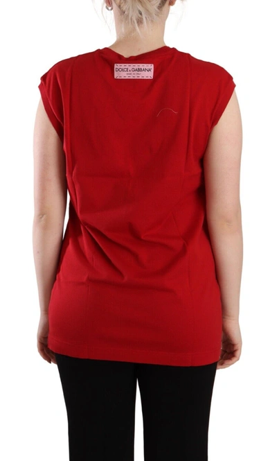 Shop Dolce & Gabbana Red Cotton Sleeveless Crewneck T-shirt Tank Women's Top